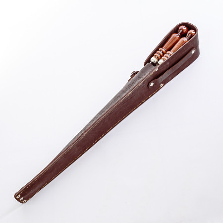 A set of skewers 670*12*3 mm in brown leather case в Челябинске
