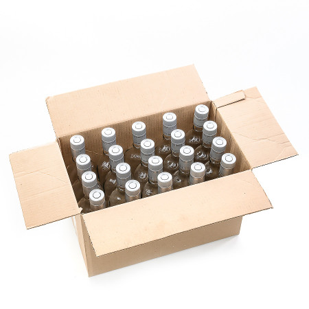 20 бутылок "Фляжка" 0,5 л с пробками гуала в коробке в Челябинске